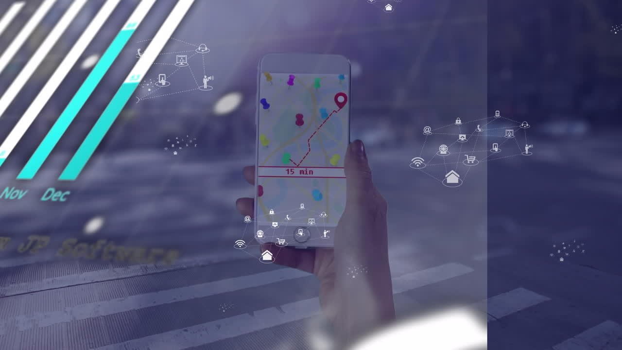 animación del procesamiento de datos a mano con un teléfono inteligente