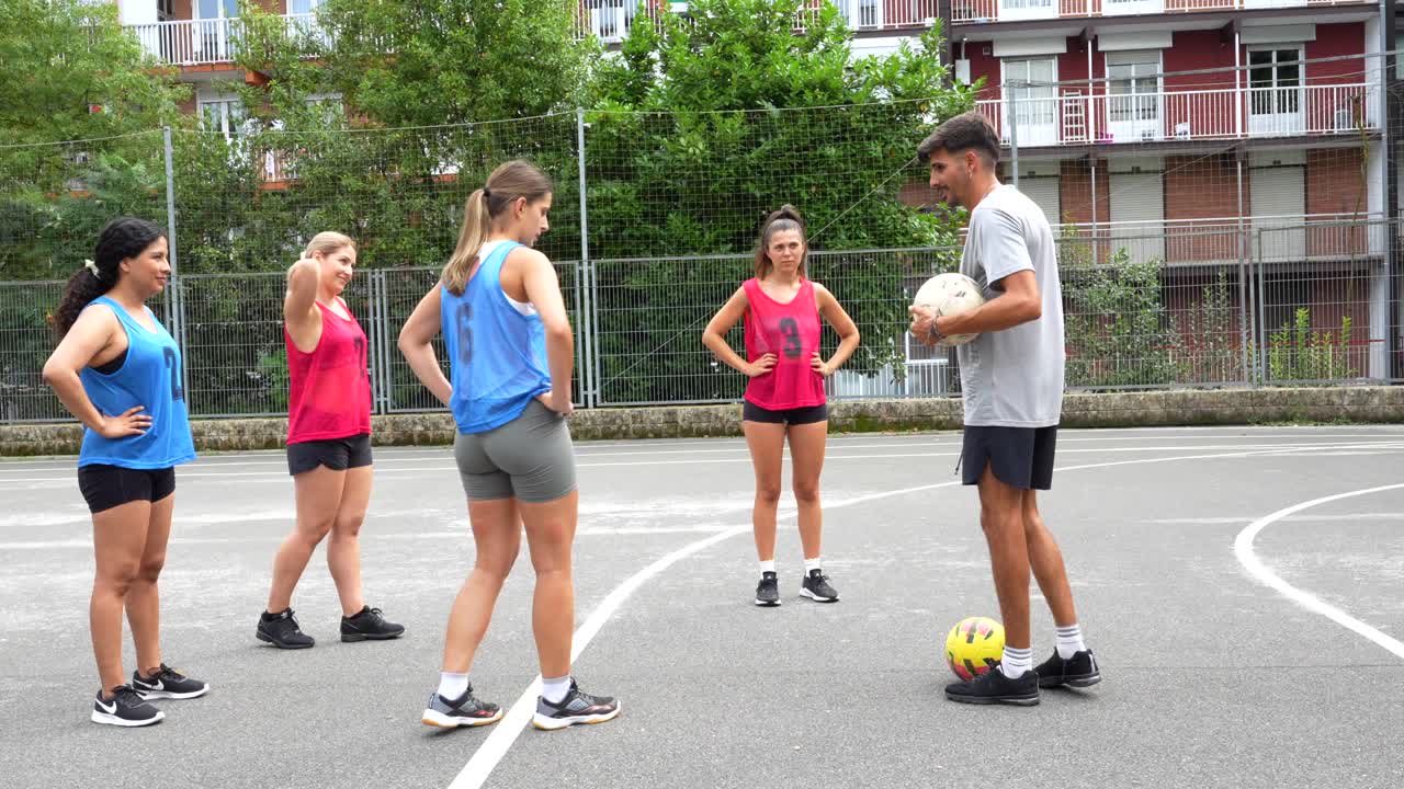 Volleyball team training on the court