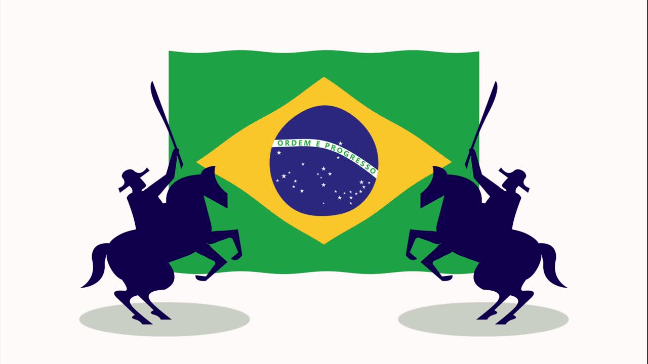 brazil country flag with horses animation