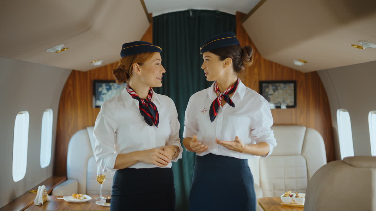 To stewardesser i et privatfly
