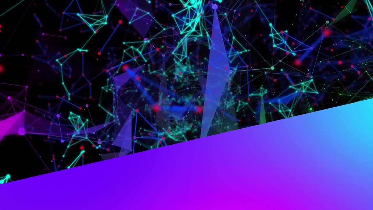 animación de redes de comunicación de colores que se mueven sobre un fondo negro