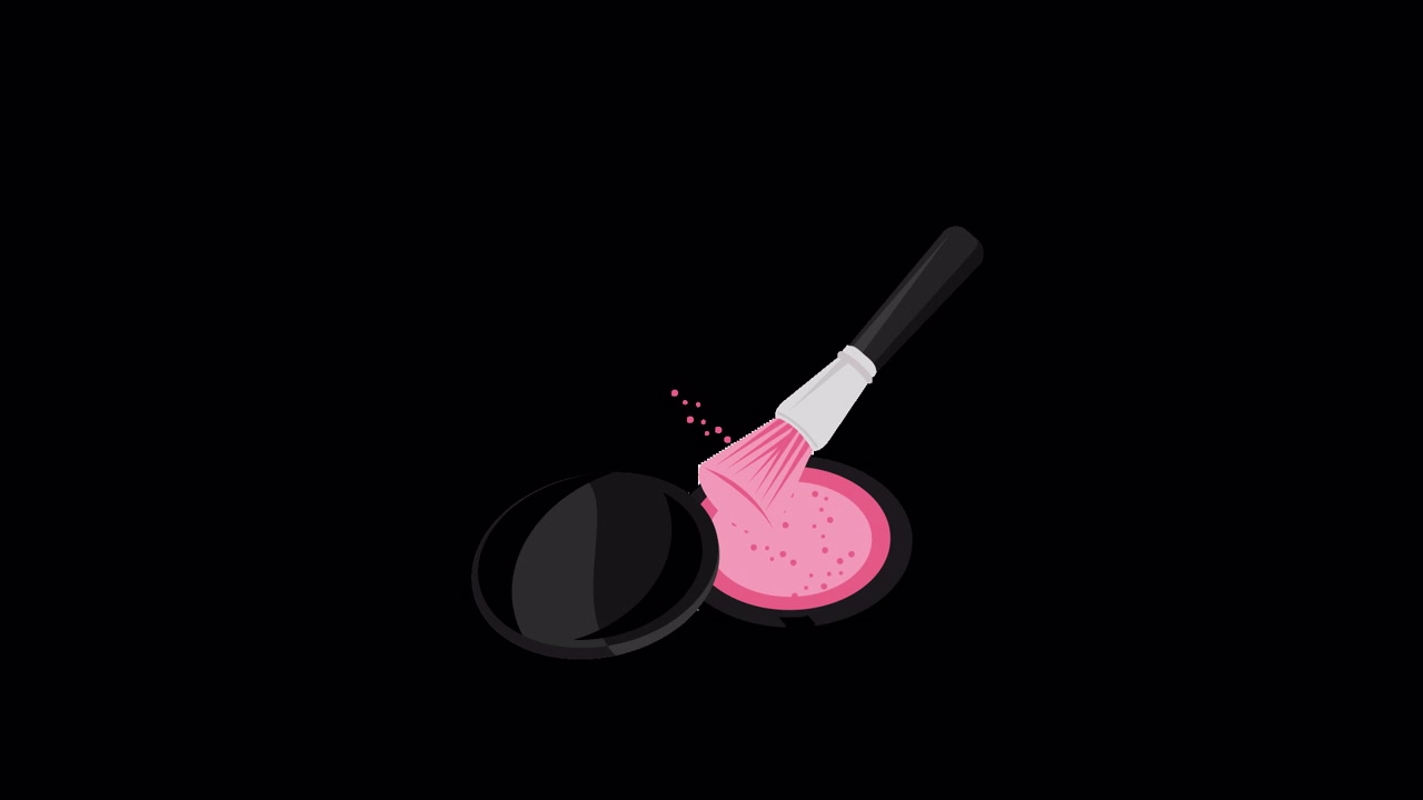 Animated Makeup Brush Dipping into Pink Blush Powder