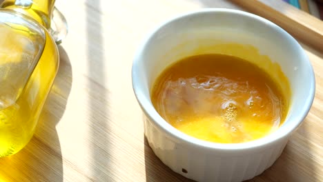 close up of eggs in a bowl