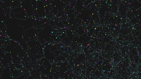 red colorida de nodos conectados por líneas en imagen en blanco y negro