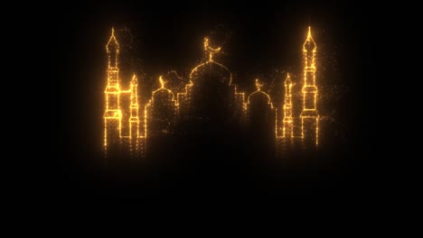 glowing mosque silhouette