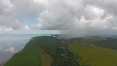 aerial view of awala yalimapo village in guiana. rainy day