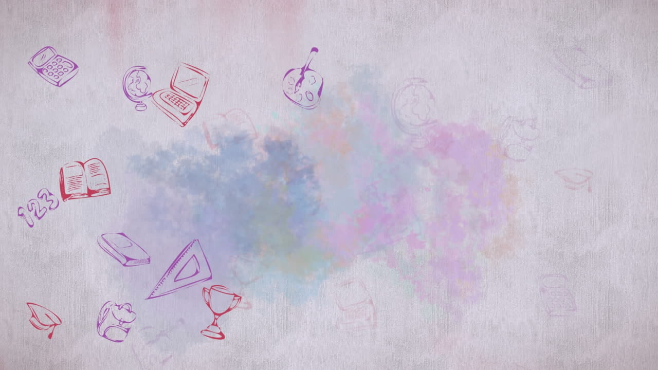 animación de dibujos matemáticos y fórmulas sobre un fondo blanco