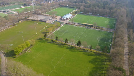 Aerial-of-amateur-sports-club-with-green-soccer-fields