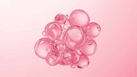 transparent pink liquid bubbles background, 3d rendering.