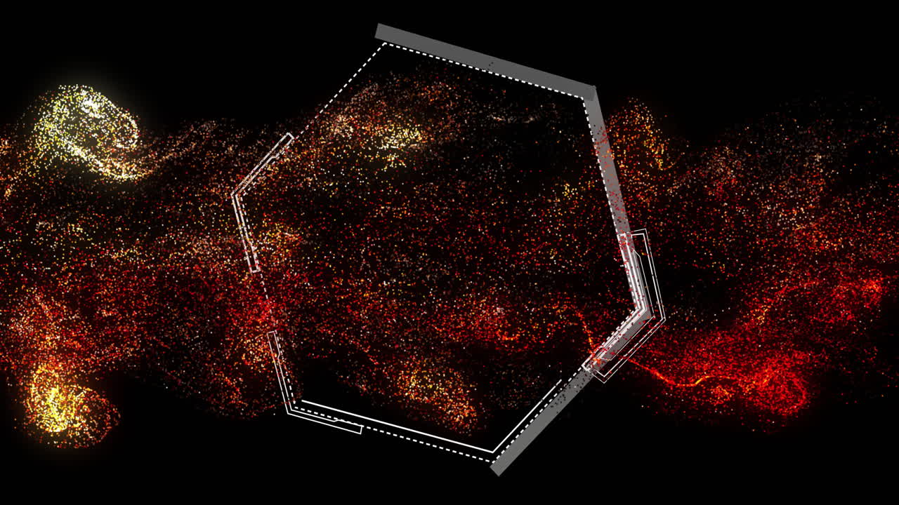 Animation of hexagon and yellow shapes on black background