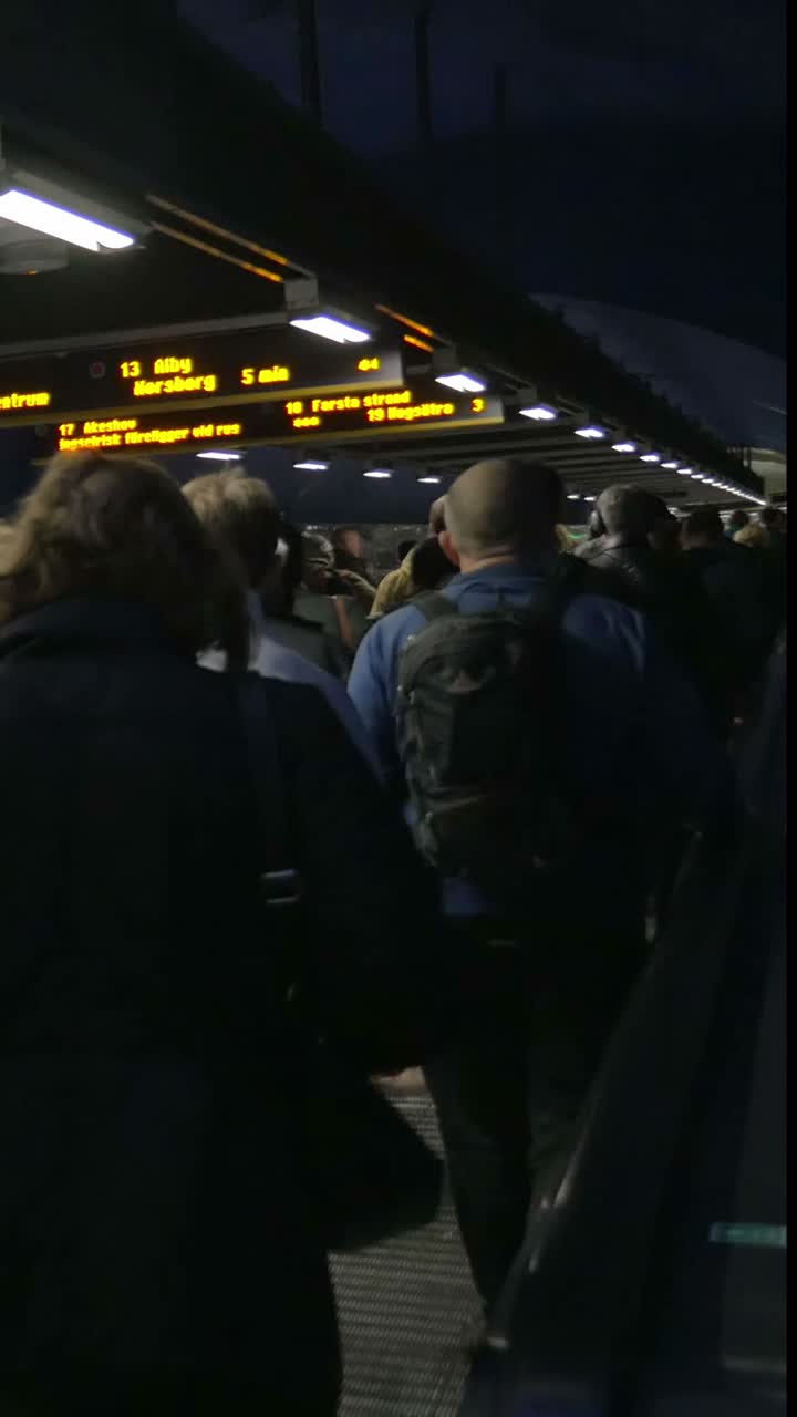 People on Escalator in Subway Station