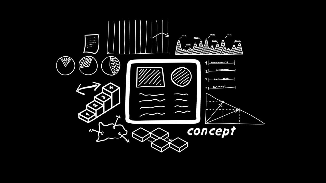 Hand-drawn animation - tablet and calculations.