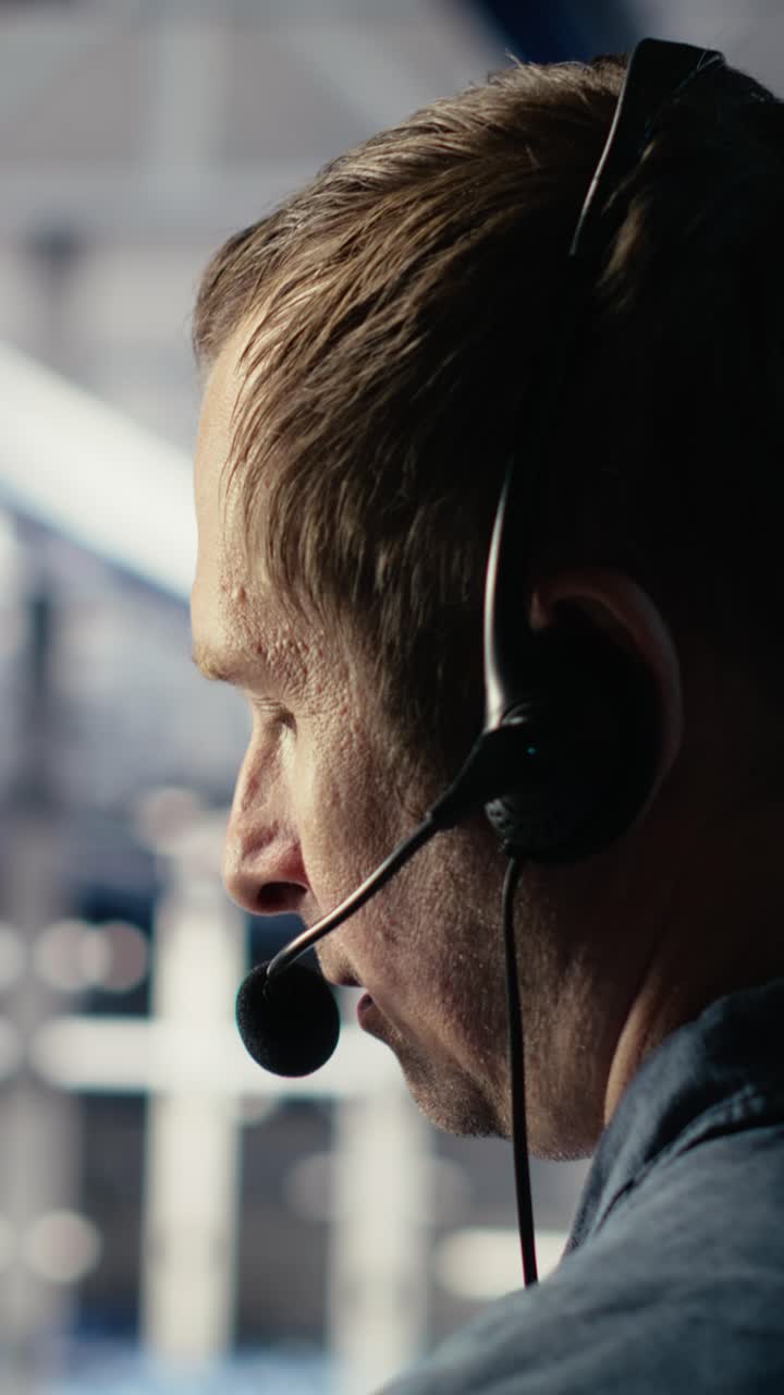 Vertical Video Data Center Technician Using Ai On Tablet To Help Customers Resolve Problems