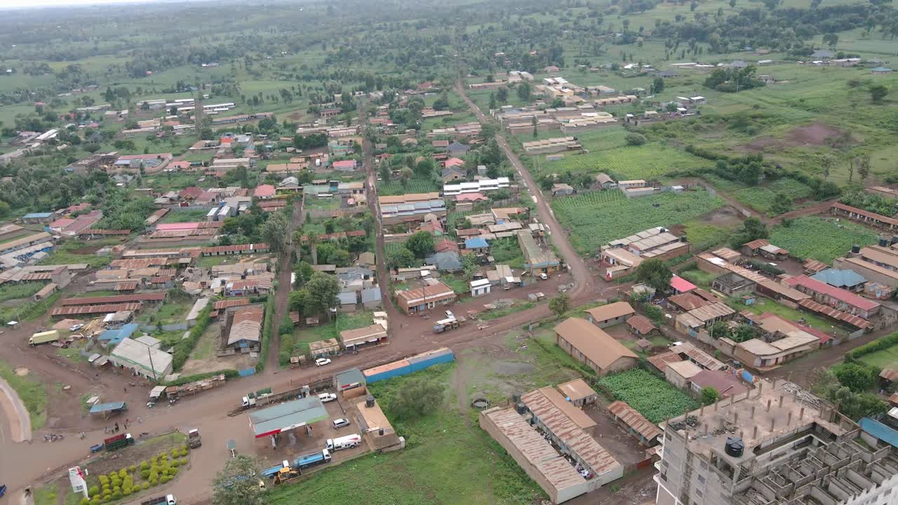 Bird's Eye View Of Countryside Landscape Of Town Loitokitok In Kajiado County, Kenya - aerial drone shot