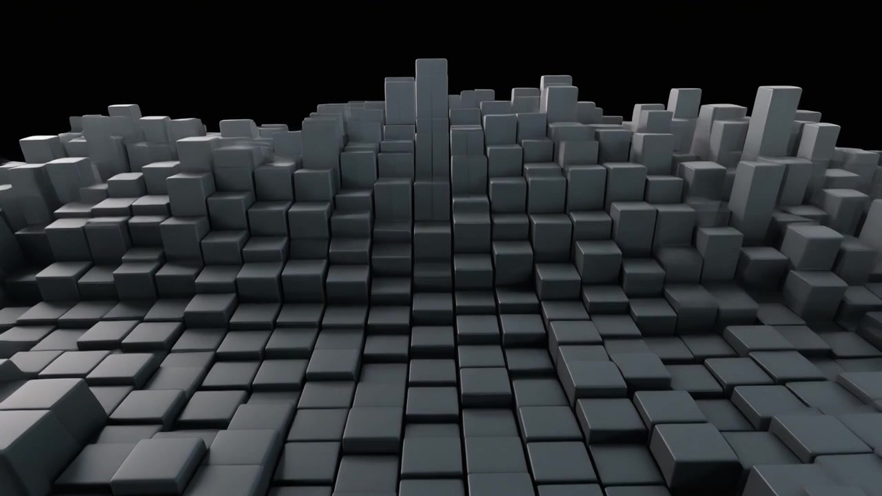Abstrakt 3D-animation af bevægelige grå terninger