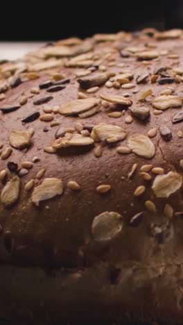 close-up of a topped loaf of bread