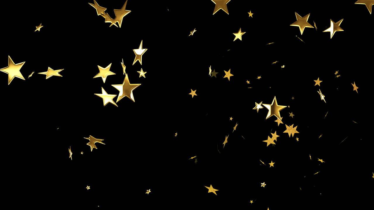 animación de estrellas doradas cayendo sobre un fondo negro
