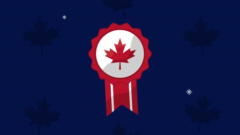 celebración de canadá con patrón de hojas de arce y medalla