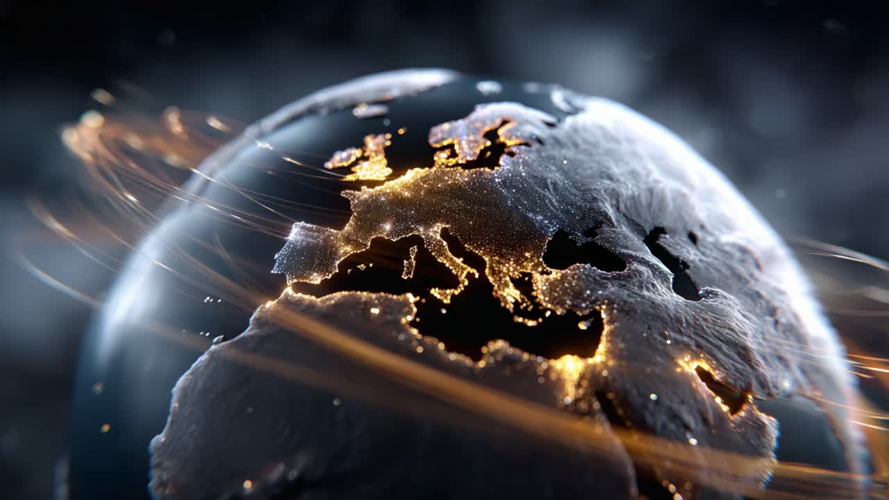 A Stunning View of Earth Featuring Illuminated Regions and Illuminating Trails Capturing Global Connectivity in a Vivid Representation of Our Planet