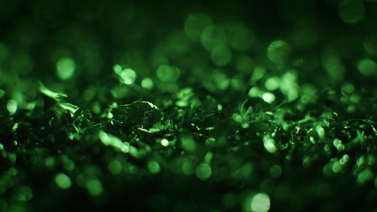 Emerald color metal fillings in macro