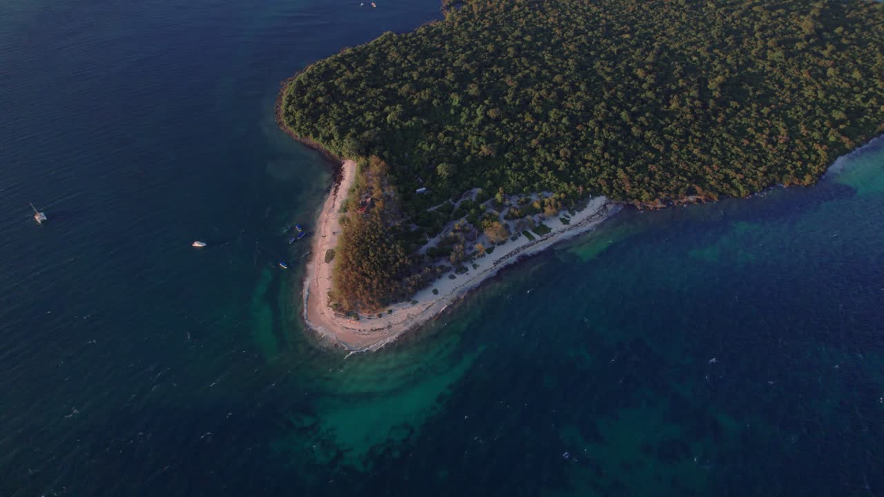 Aerial View of Mbudya Island at sunset in Dar Es Salaam, Tanzania