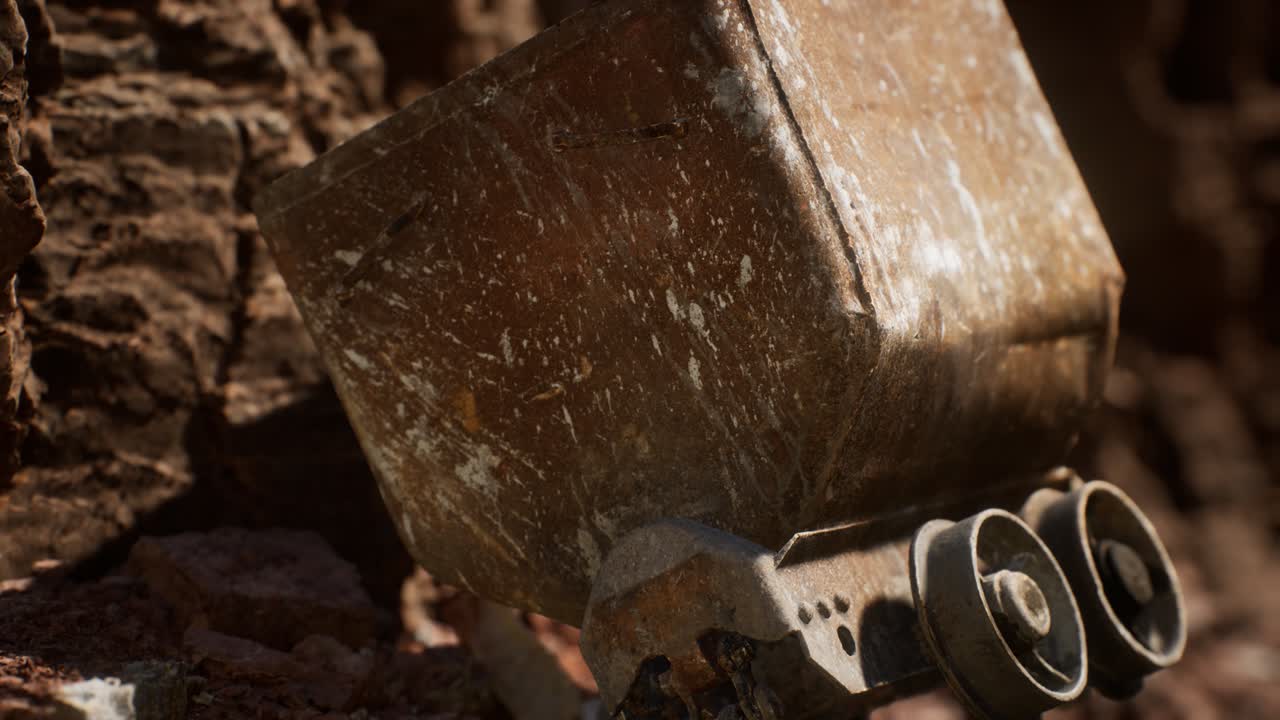 골드 러시 기간 에 광석 을 운반 하는 데 사용 된 버려진 금광 트롤리