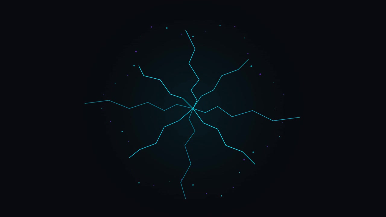 Abstract Geometric Radial Lightning Animation on Dark Background