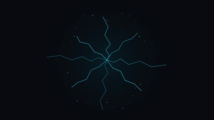 Abstract Geometric Radial Lightning Animation on Dark Background
