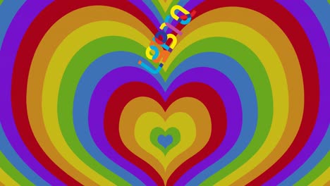 Animation-of-rainbow-hearts-and-lgbtq-text-over-rainbow-heart-background