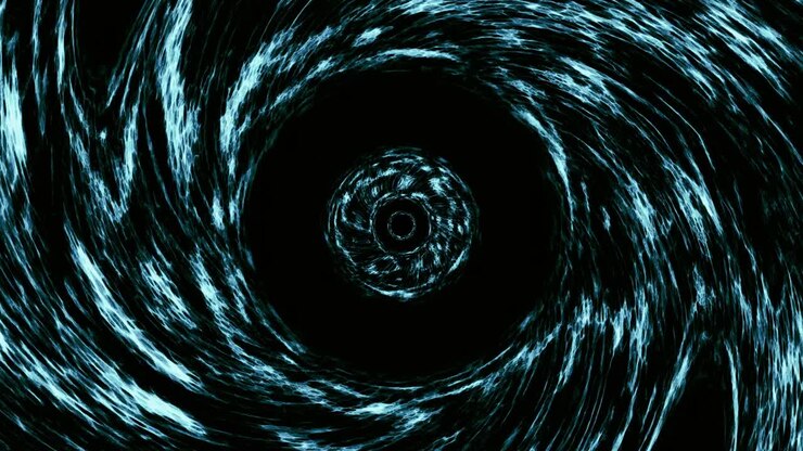 Loop contínuo de buraco de minhoca através do tempo e espaço, avanço em dobra através desta ficção científica