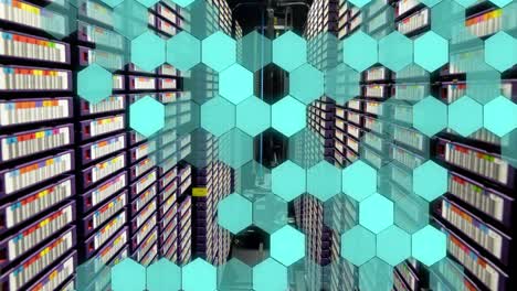 animation of shapes moving over server room