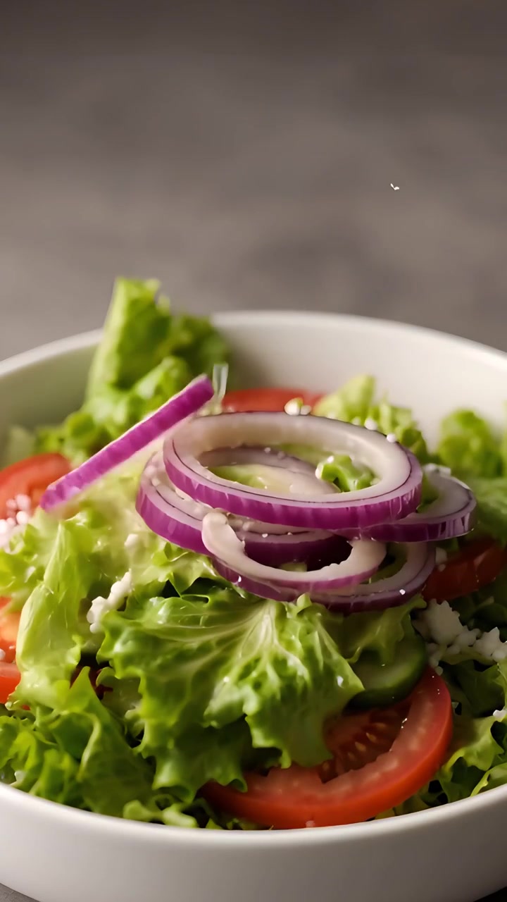 Ensalada Fresca y Saludable sobre Fondo Borroso 4K