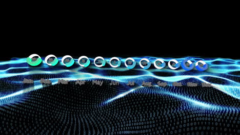 animación de gráficos financieros y ondas en fondo negro