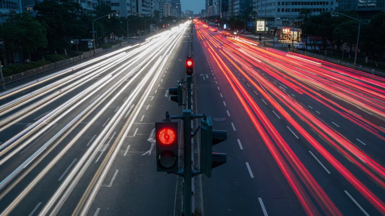 A Dynamic Contrast of Traffic Flow: From a Red Signal to a Green Light Captured in Motion