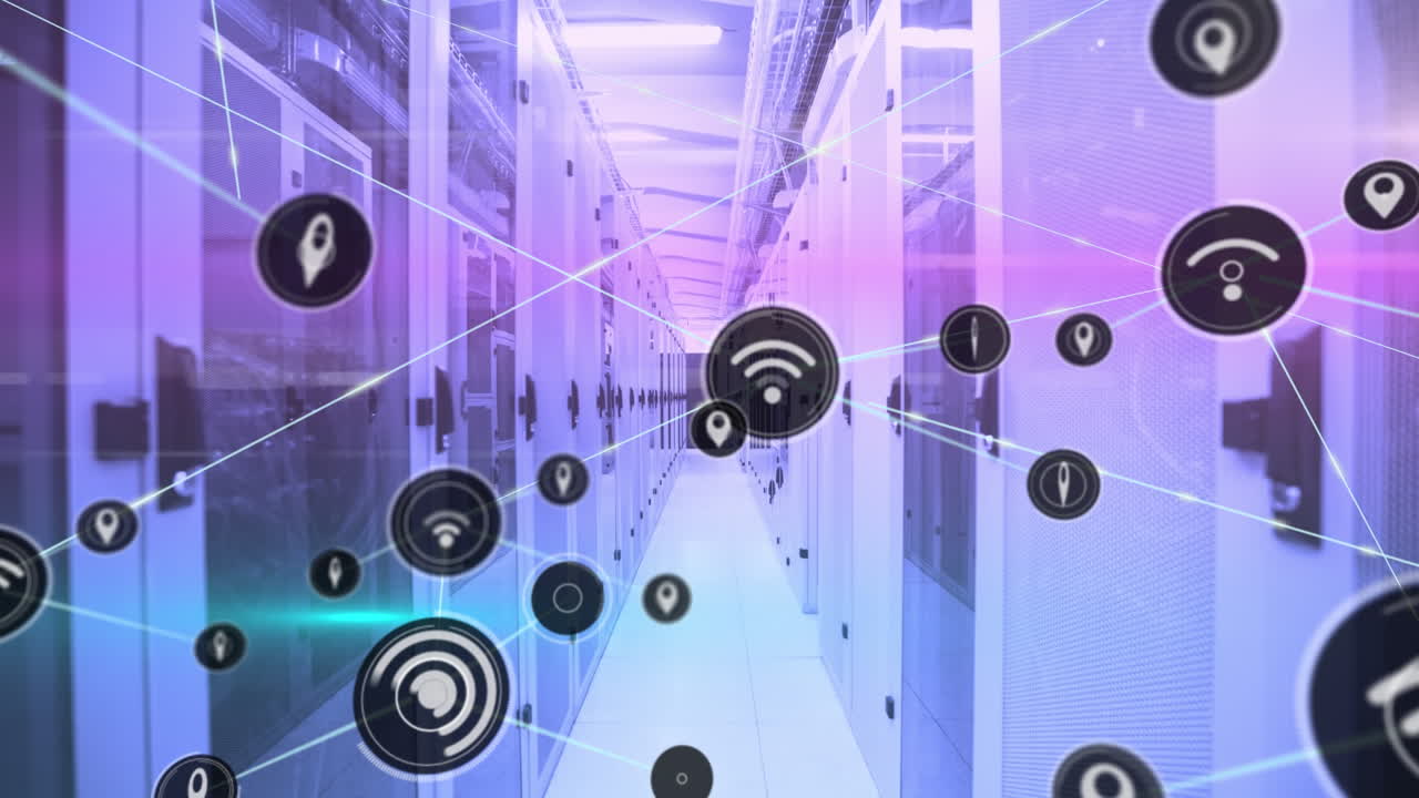 animación de la sala de servidores sobre el procesamiento de datos