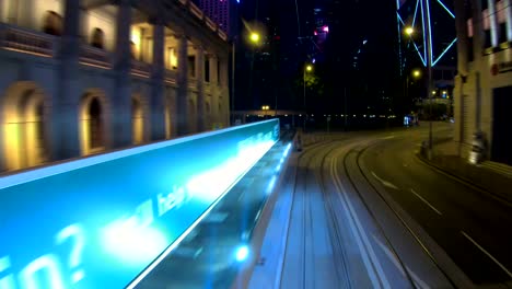 view of hong kong city busy streets from tramways