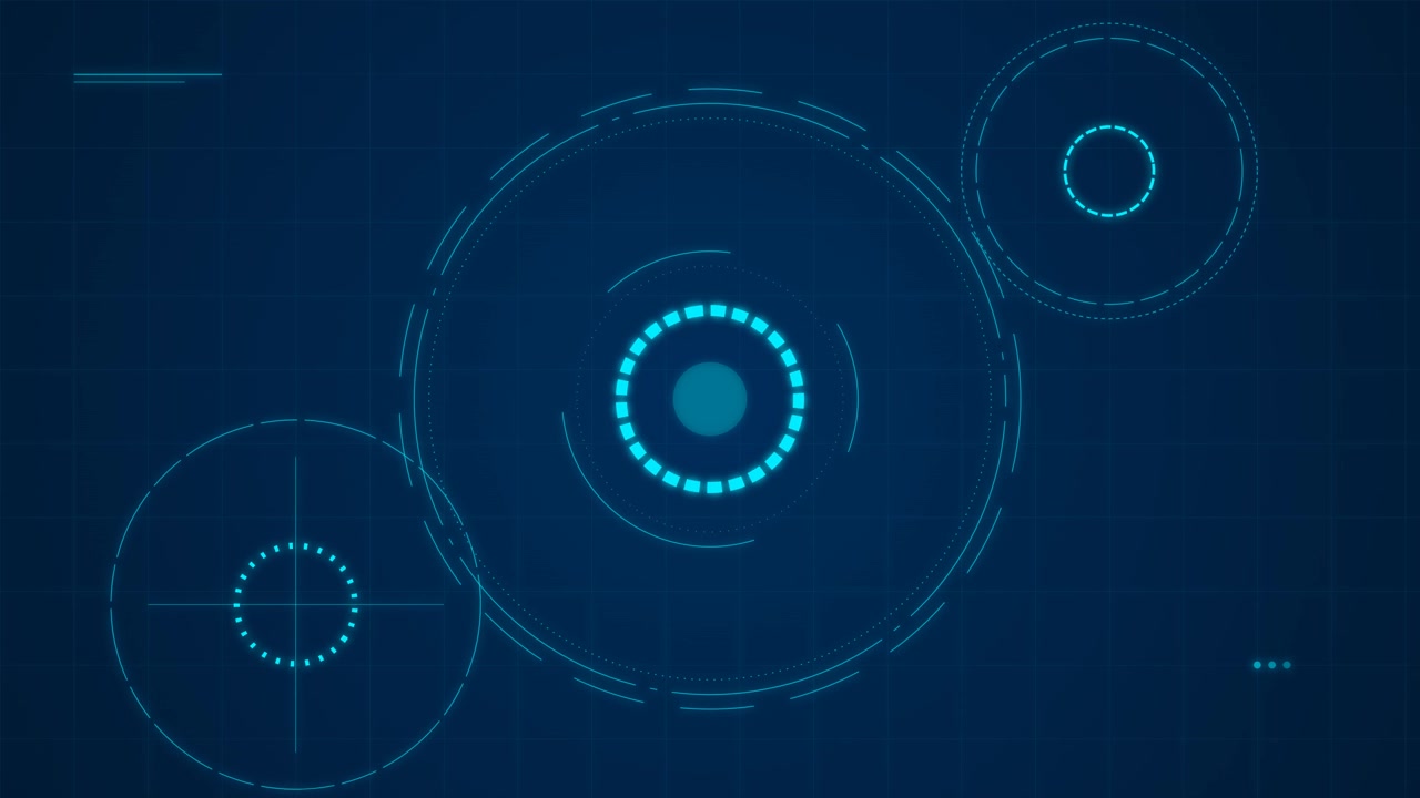 Abstract Digital HUD Interface with Rotating Circular Elements