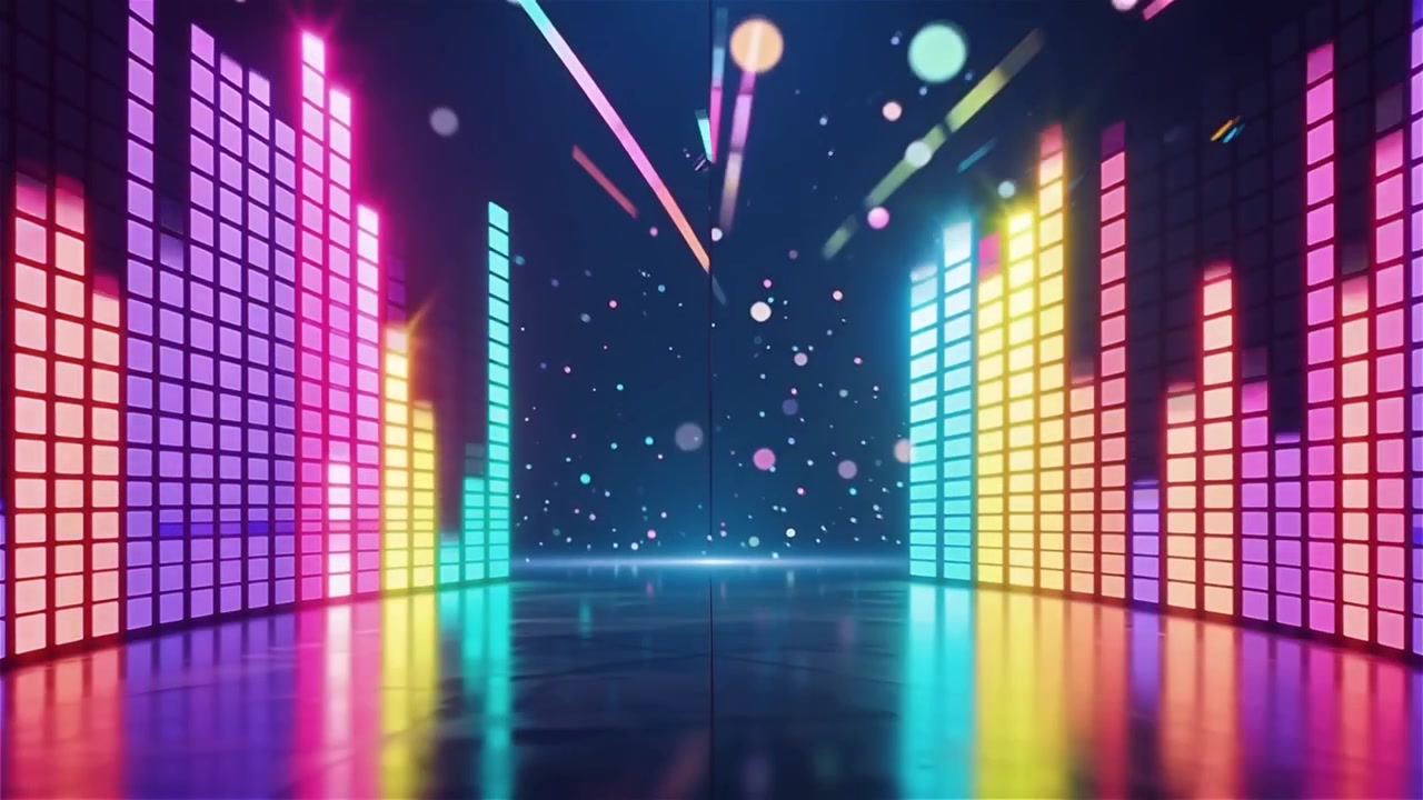 Futuristic Rainbow Neon Music Equalizer Visualizer Background