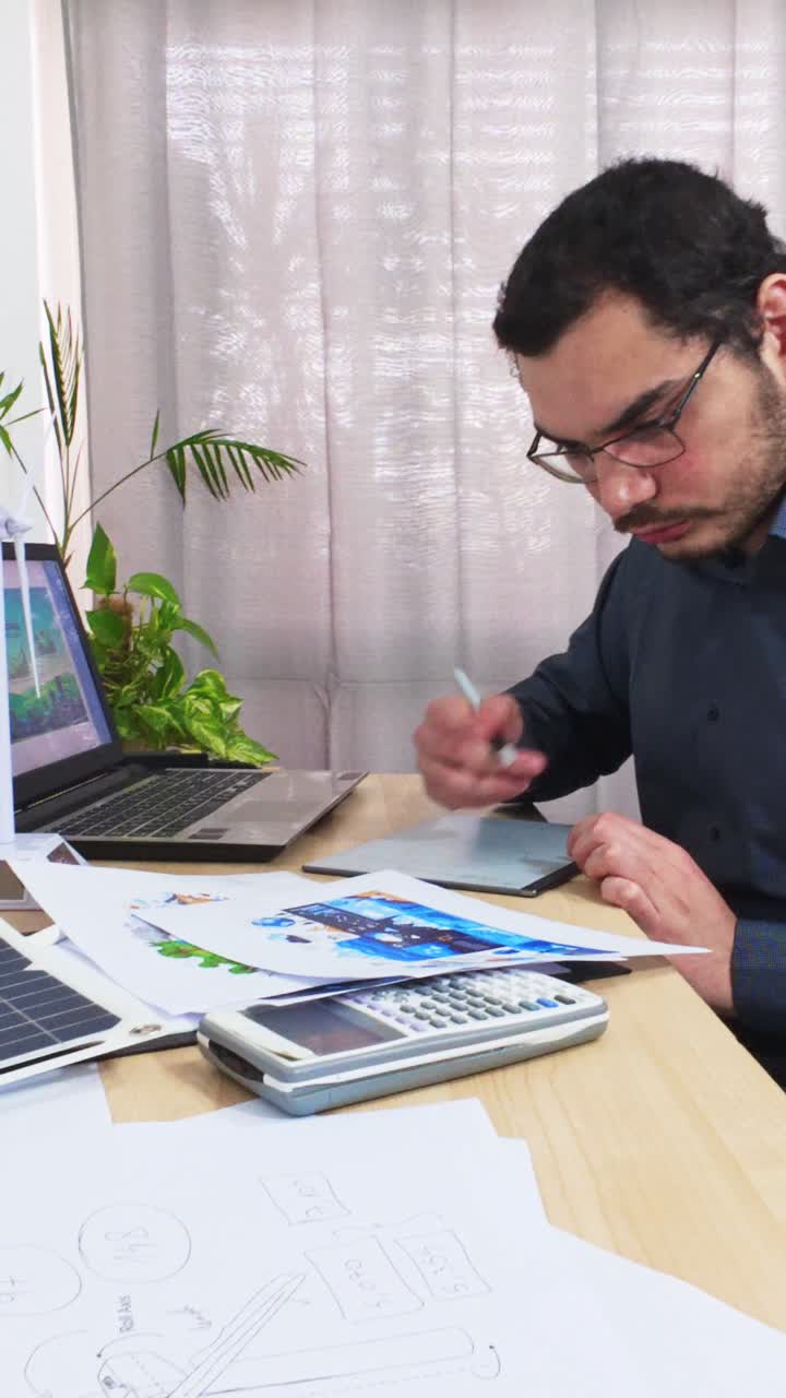 Pensive Creative Professional Brainstorming for an Eco Project