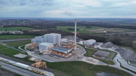 Evening-view-Enfinium-ferrybridge-UK-Decarbonisation-power-stations-drone,aerial