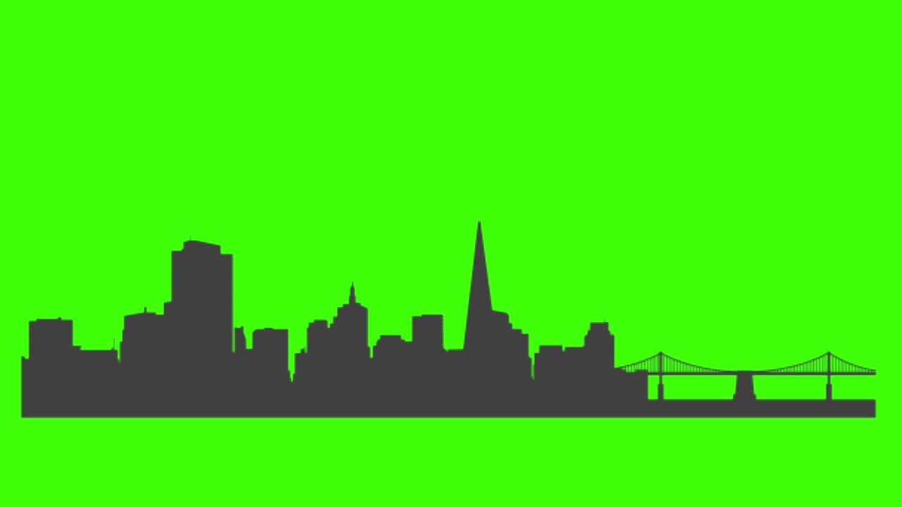 Silueta del icono de la ciudad de Chicago apareciendo en la pantalla verde