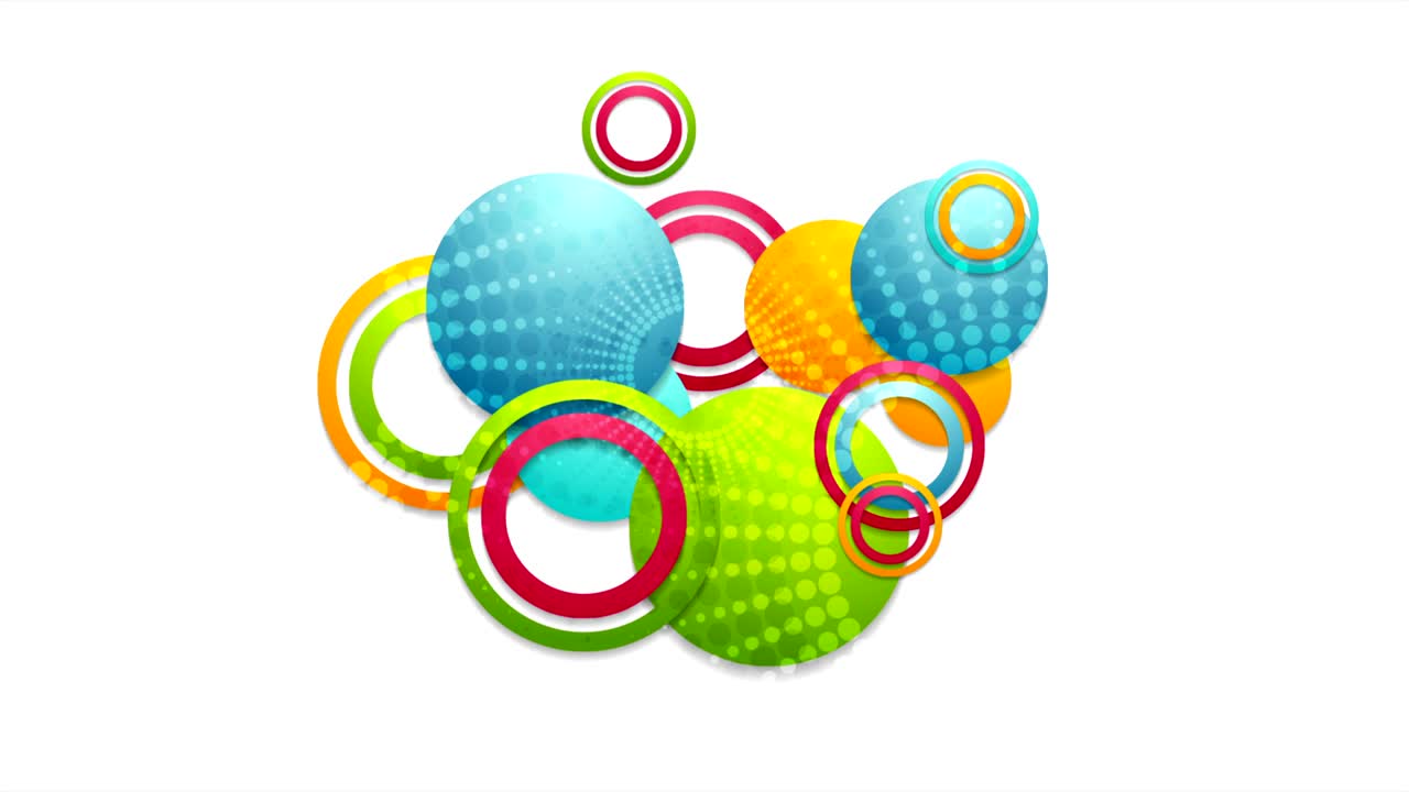 círculos y anillos de colores abstractos animación de video
