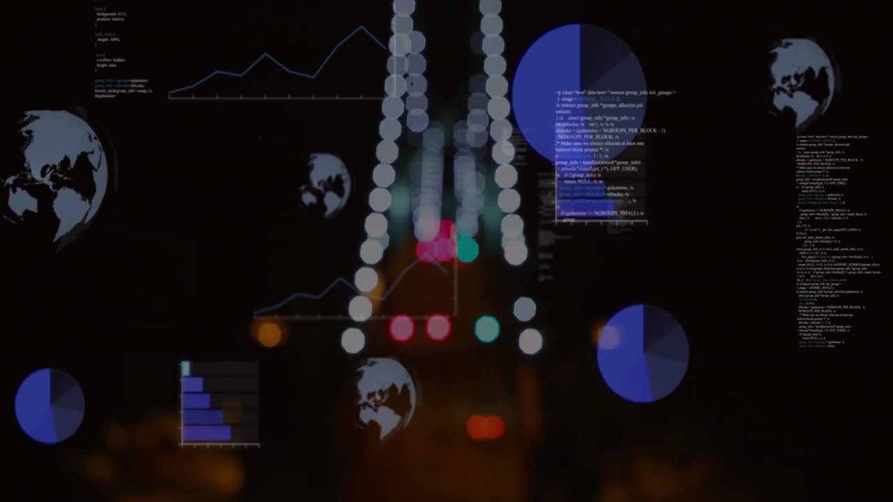 Animation af behandling af finansielle data over bybillede