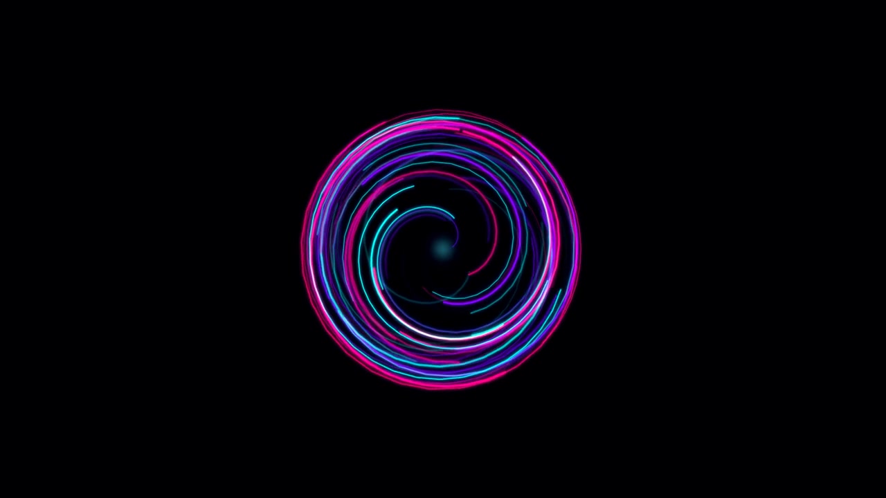 Abstract Neon Light Trails Rotating in a Circular Motion