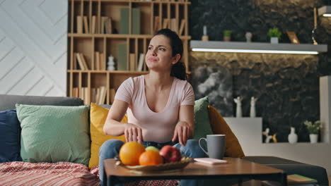 annoyed businesswoman closing laptop disappointed project failure at home couch.