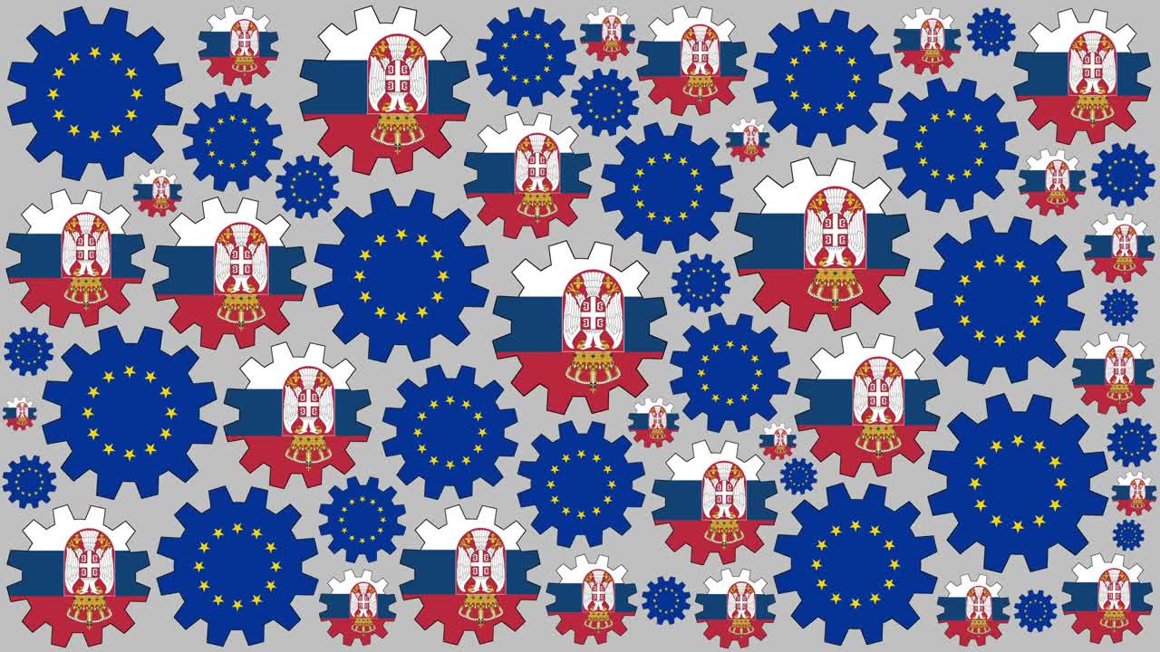 유럽과 세르비아 발 기어 회전 배경