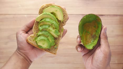 avocado toast and avocado half