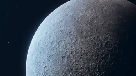 3d animation of the camera tilting up showing the moon's surface