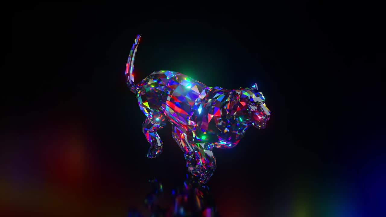 다이아몬드 동물의 컬렉션, 달리는 치타, 자연과 동물 개념, 3d 애니메이션, 시엄리스 루프, 낮은 폴리