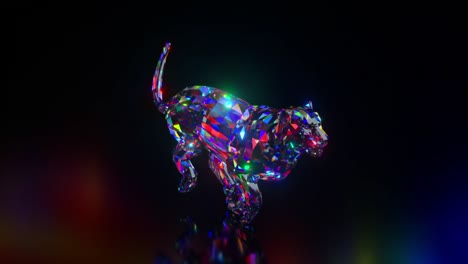 colección de animales de diamantes. guepardo corriendo. concepto de naturaleza y animales. animación 3d de un bucle sin costuras. poli bajo